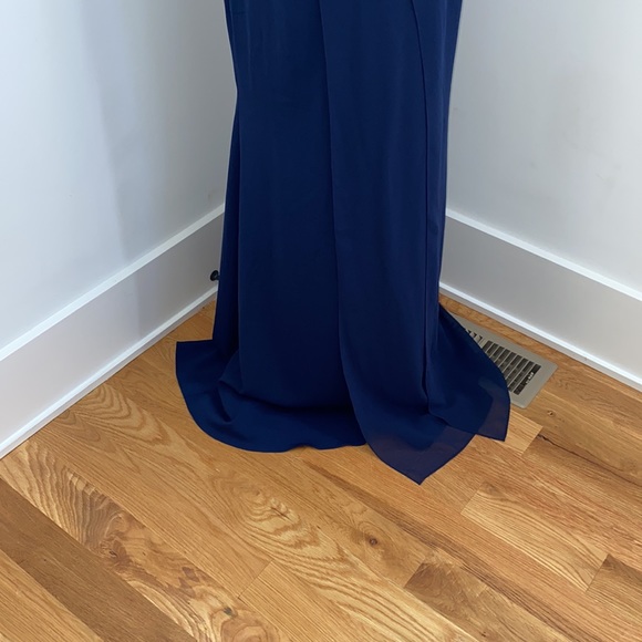 NWOT Carmen Marc Valvo Asymmetrical Chiffon Gown - Picture 8 of 14
